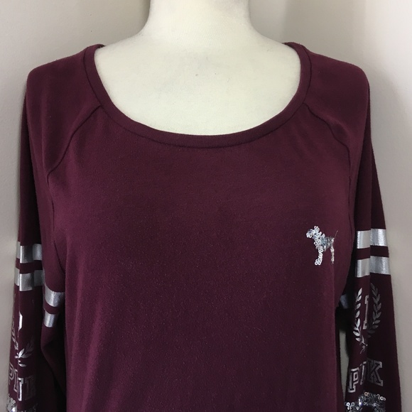 PINK Victoria's Secret Tops - VICTORIA'S SECRET PINK Sequins Bling Football Tee